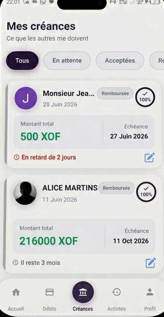 Mes créances